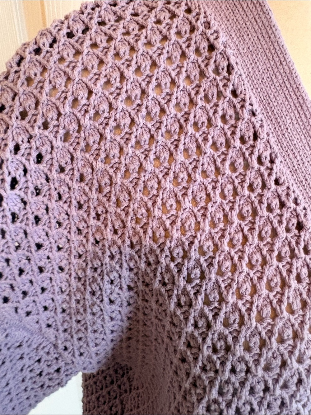 Madewell Lavender Open-Knit Button Cardigan - Picture 2 of 5